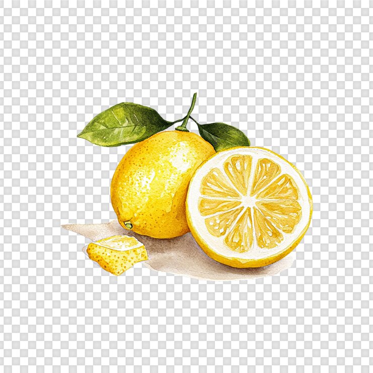 PSD zitrone auf durchsichtigem hintergrund