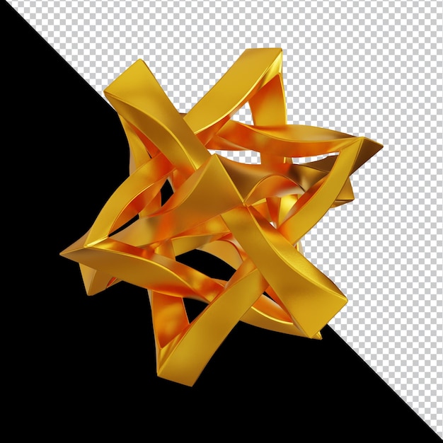 Zlaté geometrické tvary v abstraktním 3D renderování