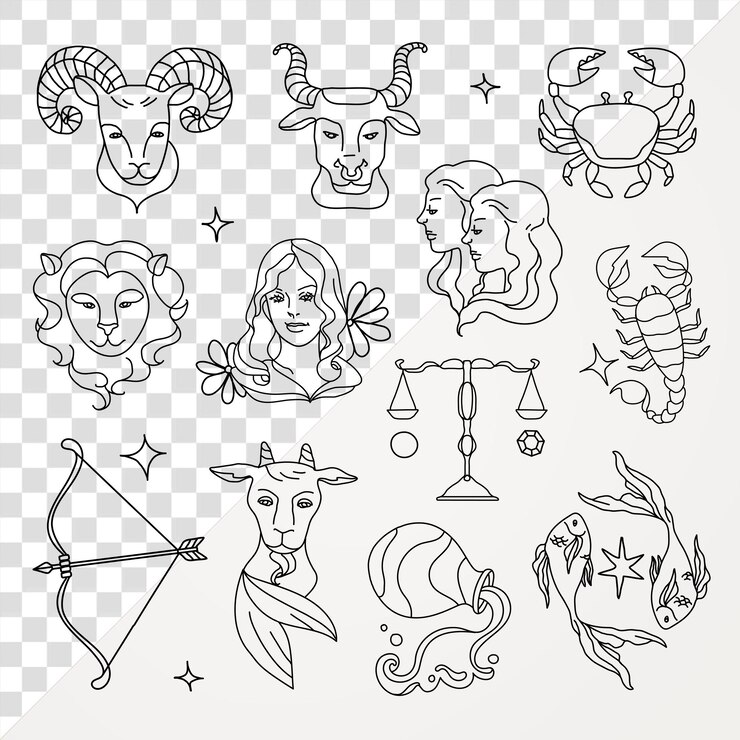 PSD zodiac-zeichen png-collage-element mit durchsichtigem hintergrund