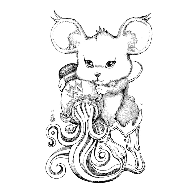 PSD zodiaco acuario ratón del zodiaco chino