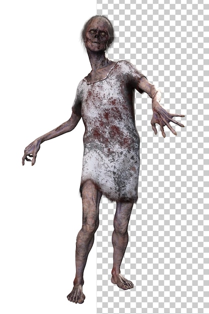 Zombie auf transparentem Hintergrund 3D-Rendering
