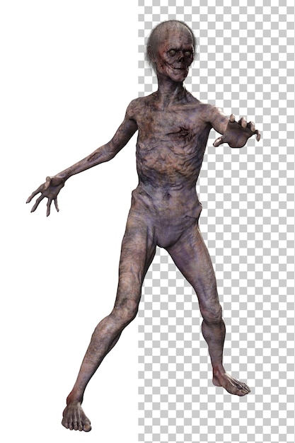 Zombie auf transparentem Hintergrund 3D-Rendering