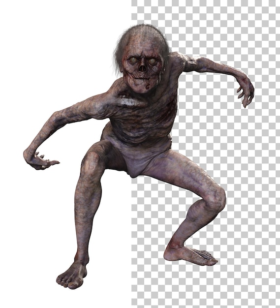Zombie auf transparentem Hintergrund 3D-Rendering