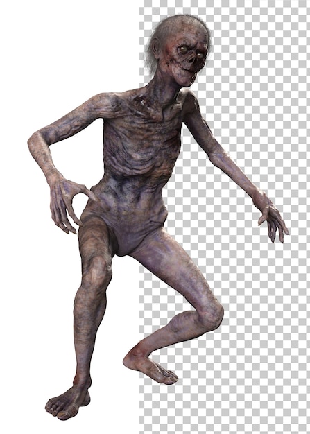 Zombie auf transparentem Hintergrund 3D-Rendering