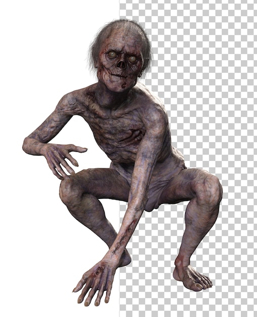 Zombie auf transparentem Hintergrund 3D-Rendering