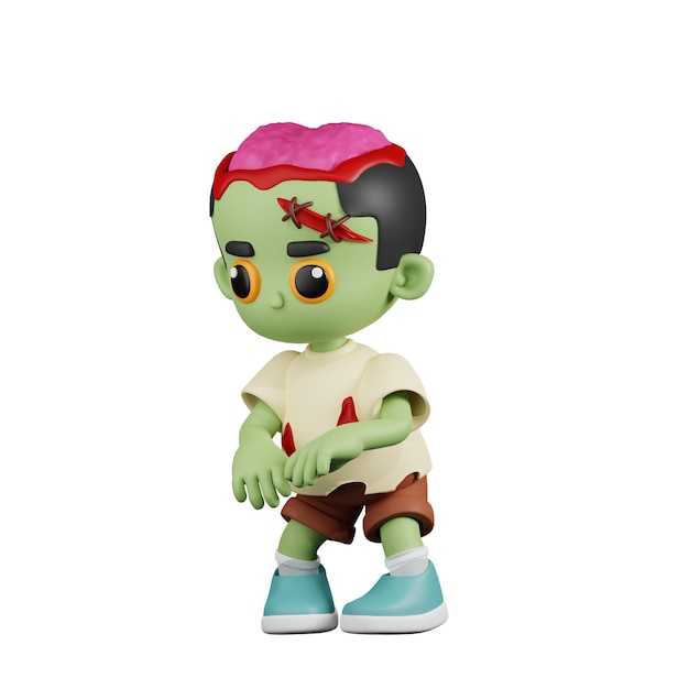 Zombie ayant un geste étrange pose de dessin animé 3d