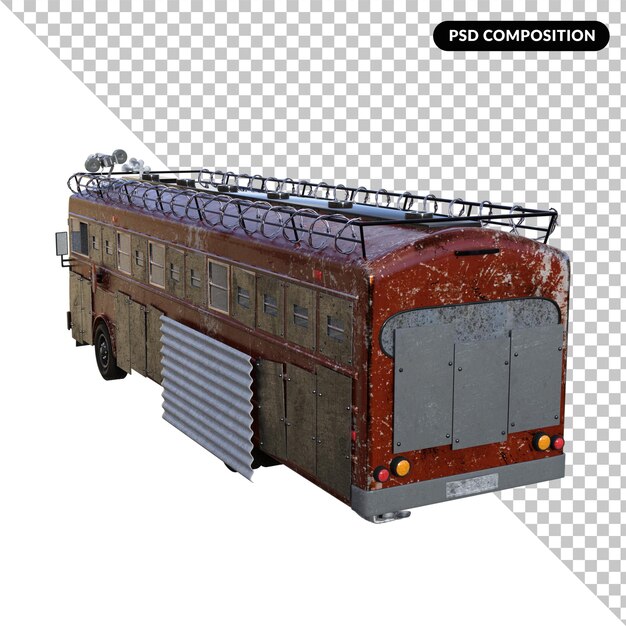 zombie bus isolated 3d rendering