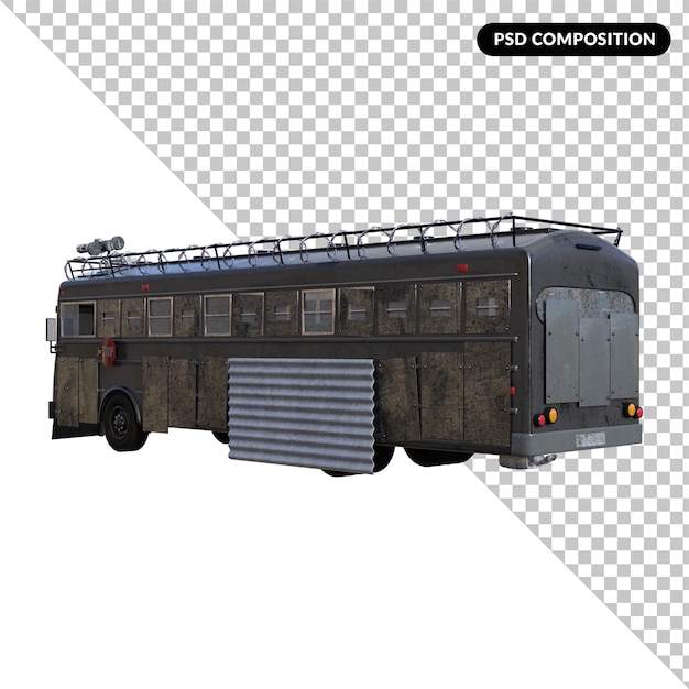 zombie bus isolated 3d rendering