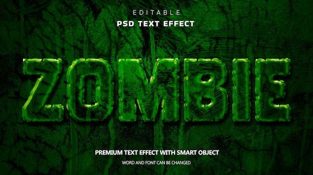 PSD zombie effet de texte modifiable fond de texture de ciment effrayant.
