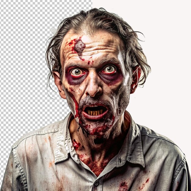 PSD zombie em fundo transparente