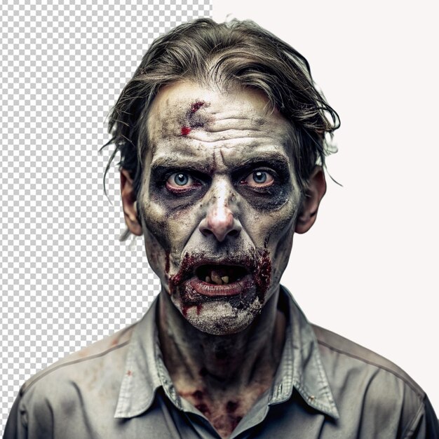 PSD zombie em fundo transparente