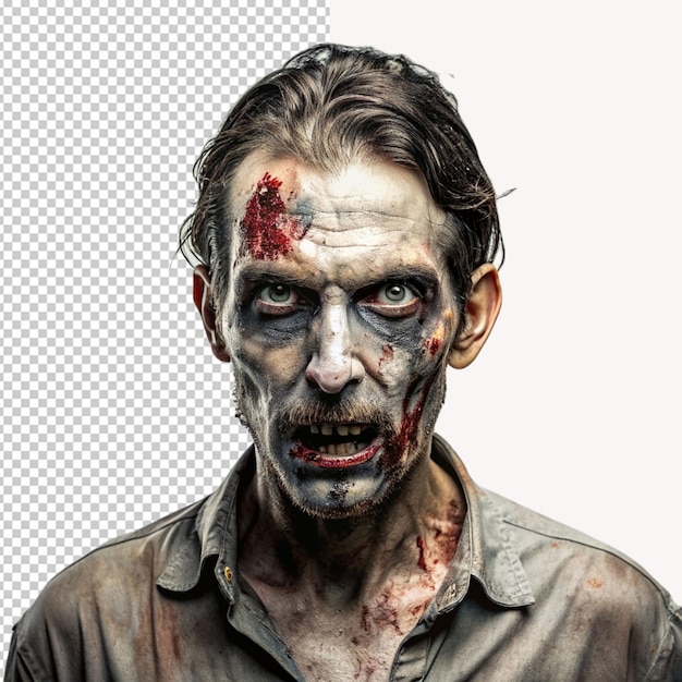 PSD zombie em fundo transparente