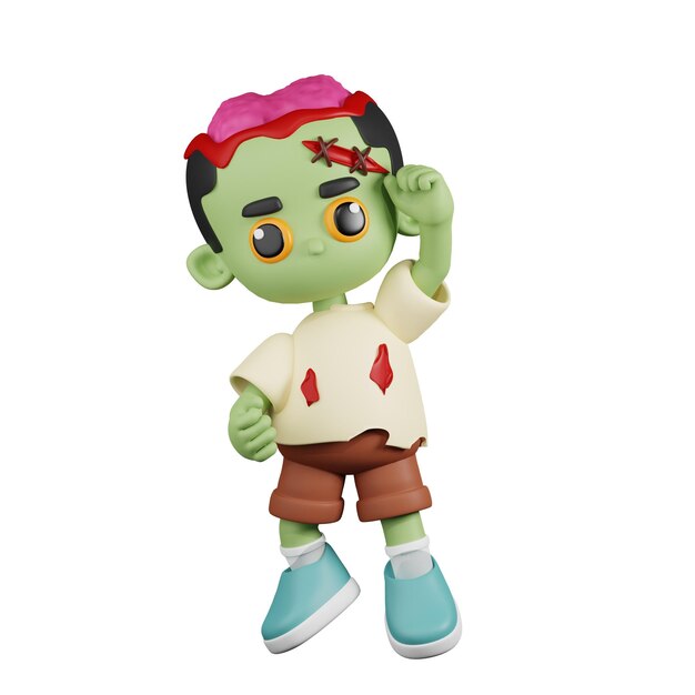 Zombie Felicitaciones Pose de dibujos animados en 3D