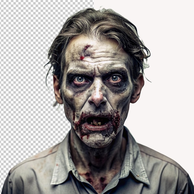 PSD zombie en un fondo transparente