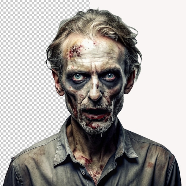 PSD zombie en un fondo transparente