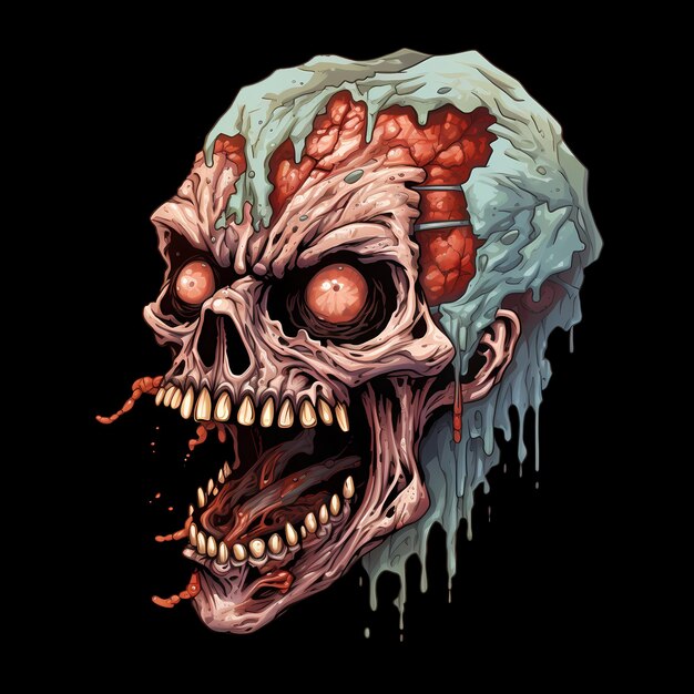 Zombie-kunst-illustrationen für aufkleber, t-shirt-design, poster usw.