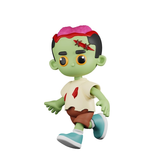 Zombie läuft in 3D-Cartoon-Pose