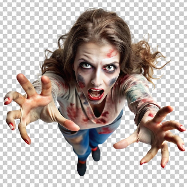 Zombie con piel en descomposición y brazos extendidos