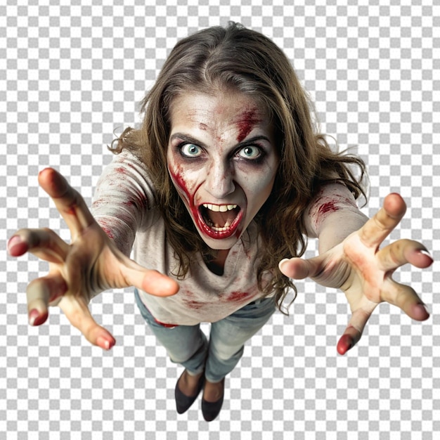 Zombie con piel en descomposición y brazos extendidos
