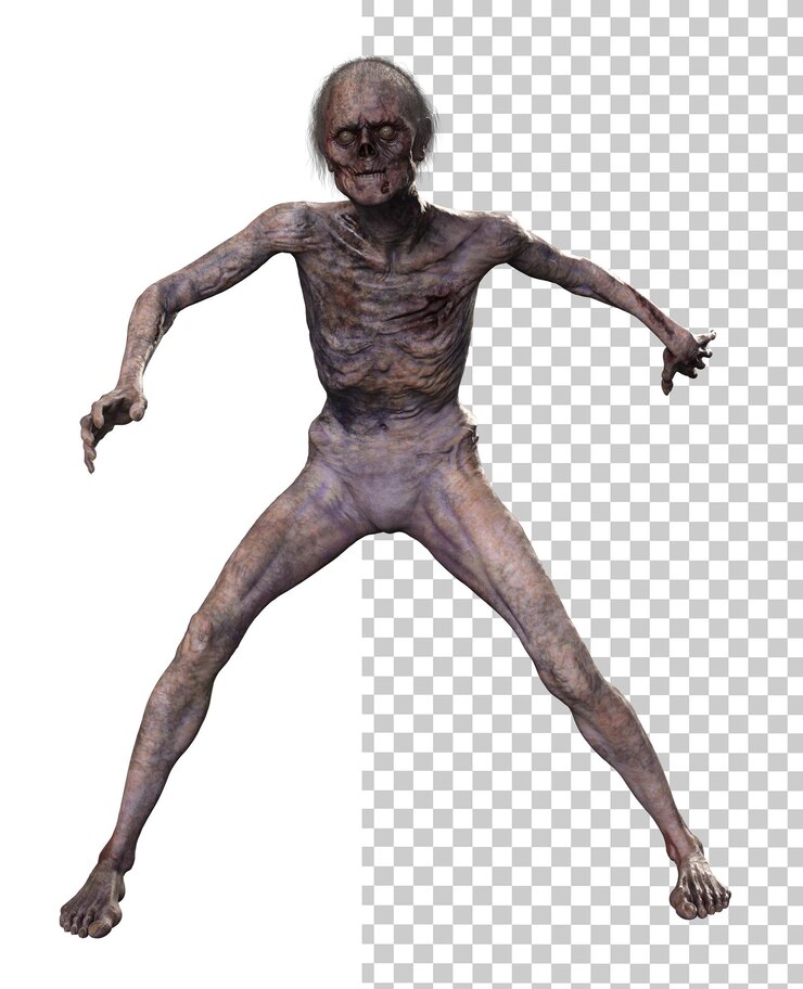 PSD zombie en render 3d de fondo transparente