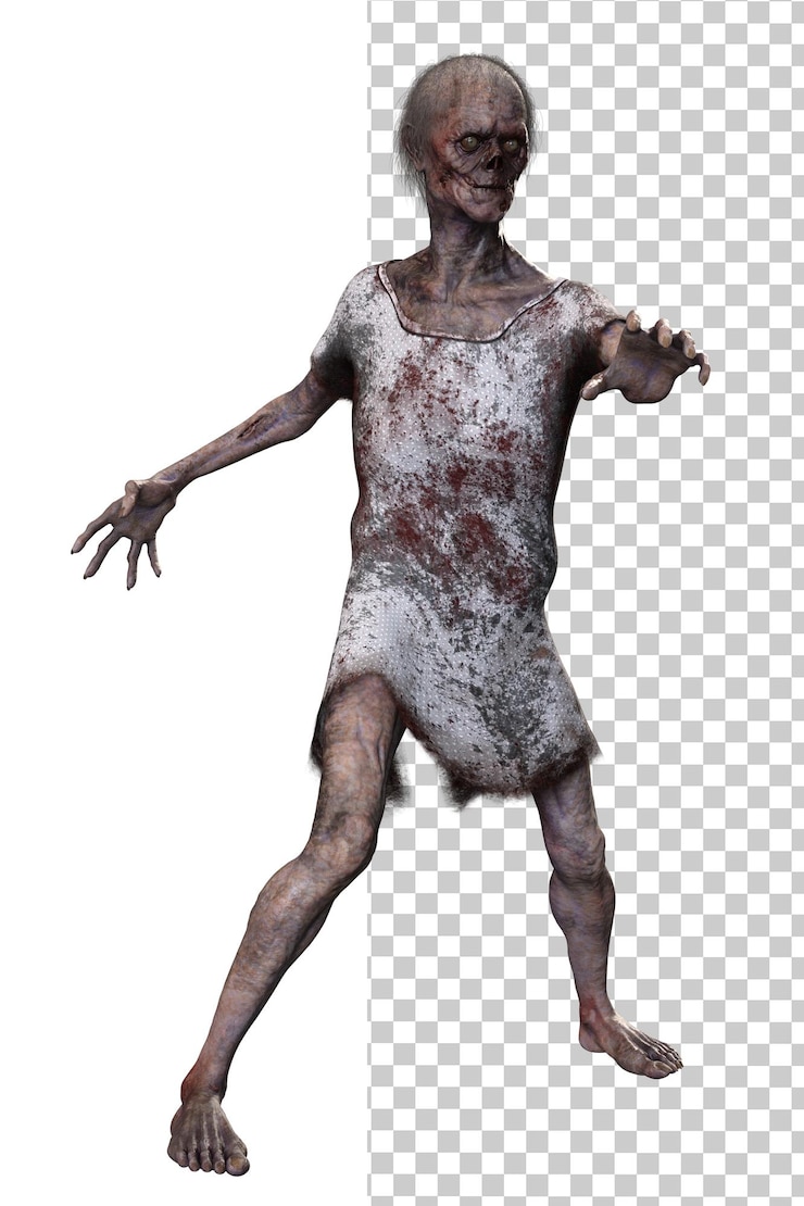 PSD zombie en render 3d de fondo transparente
