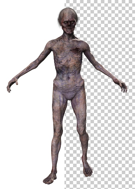 PSD zombie en render 3d de fondo transparente