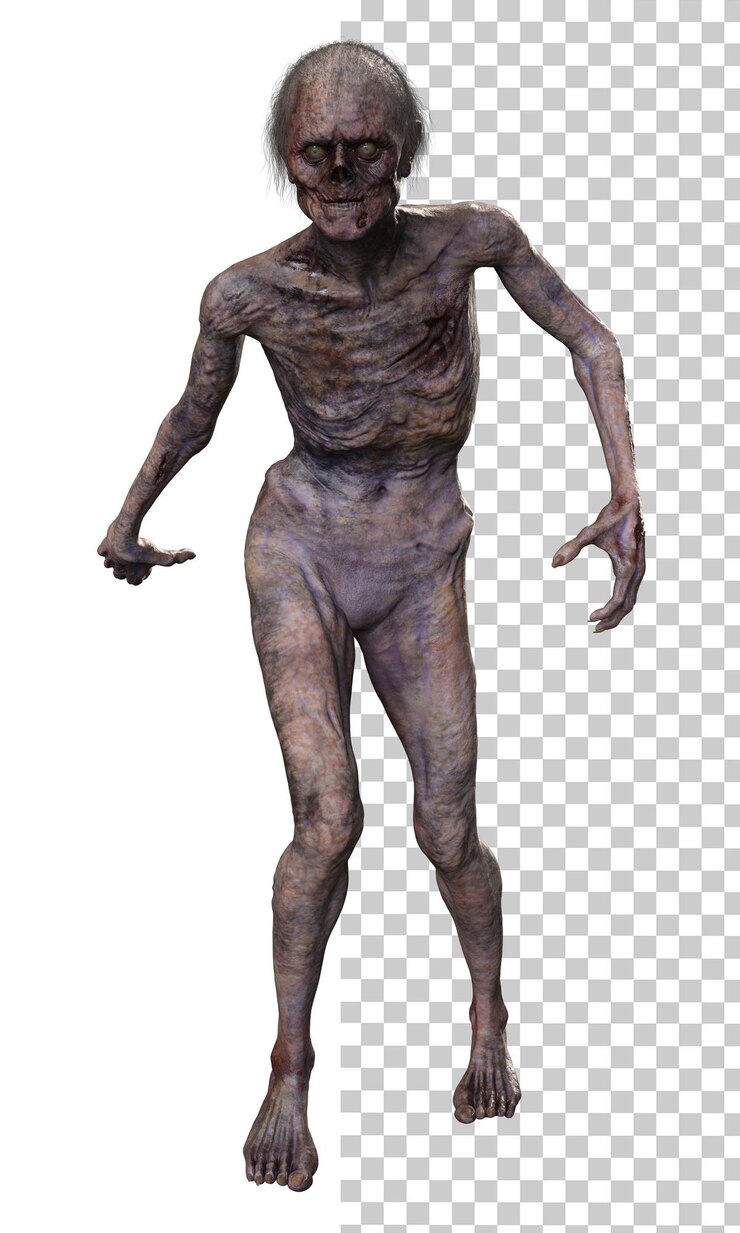 PSD zombie en render 3d de fondo transparente