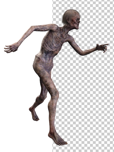 PSD zombie en render 3d de fondo transparente