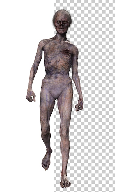 PSD zombie en render 3d de fondo transparente