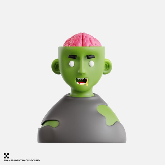 Zombie verde con il cervello scoperto