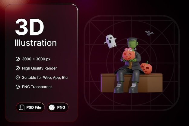Zombies De Rendu 3d Avec Objet De Caisse Halloween Day Concept Design Moderne