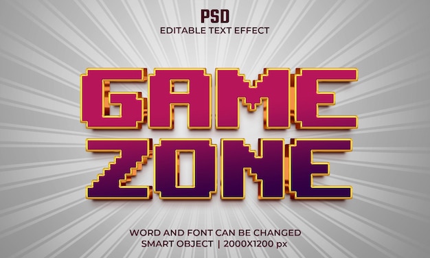 Zona di gioco Effetto testo modificabile 3d Psd Premium con sfondo