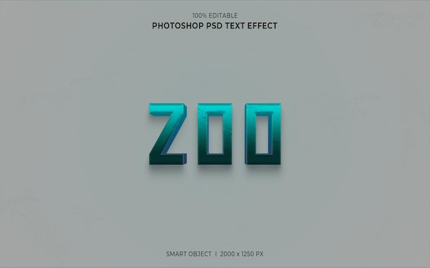 Zoo editierbarer psd-texteffekt 3d-stil