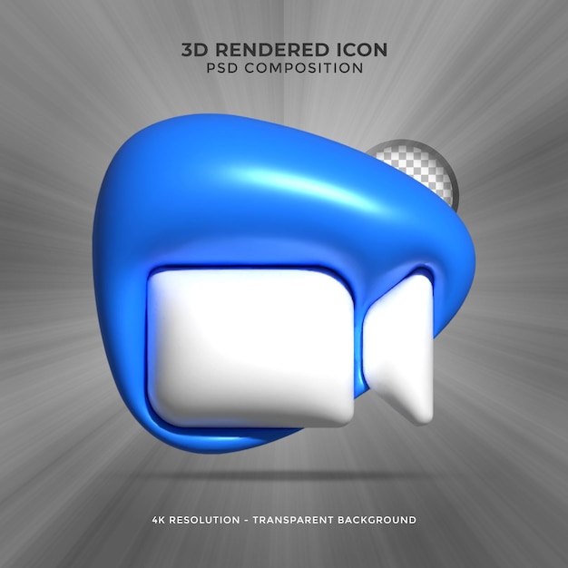 Zoom 3d-rendering social media farbenfrohes, glänzendes symbol für die komposition