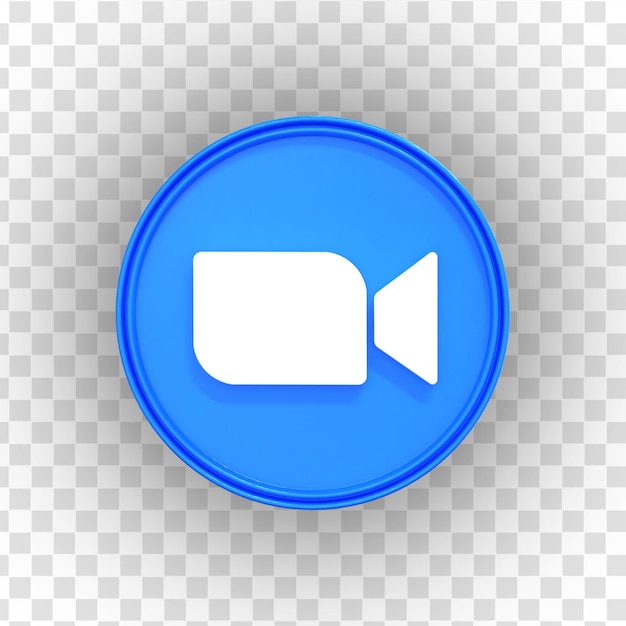 Zoom 3d Social Media icon Icona 3d lucida colorata rendering 3d per la composizione