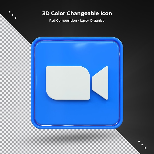 Zoom 3d Social Media-Symbol Bunt glänzend 3D-Symbol Konzept 3D-Rendering
