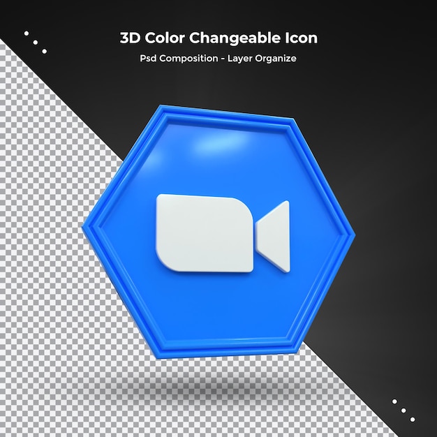 Zoom app 3d social media icon colorido brillante 3d icon concepto 3d rendering