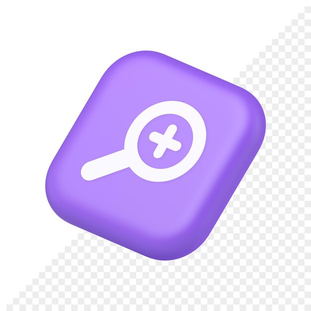 Zoom buscar ciberespacio información botón descubrimiento lupa más símbolo aplicación sitio web icono 3d renderizado