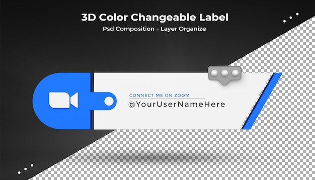 Zoom Conéctese con nosotros en las redes sociales tercio inferior 3d diseño render icono badgexA