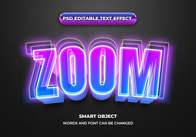 Zoom estilo de efecto de texto editable 3d