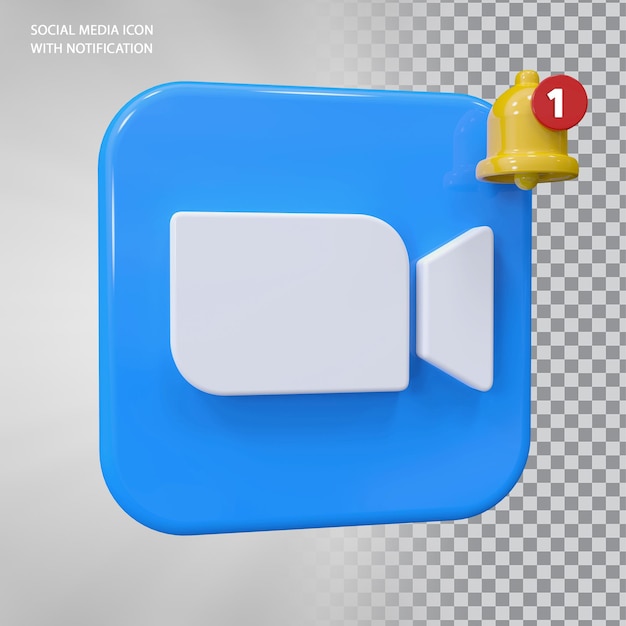 Zoom Icon 3d Concept con notifica campana