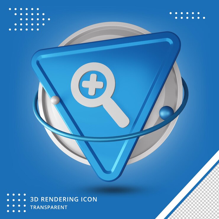 PSD zoom in icon in 3d rendering