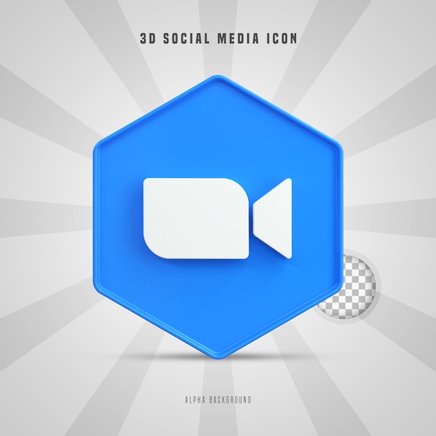 Zoom Logotipo 3d brillante colorido y diseño de iconos 3d de redes sociales