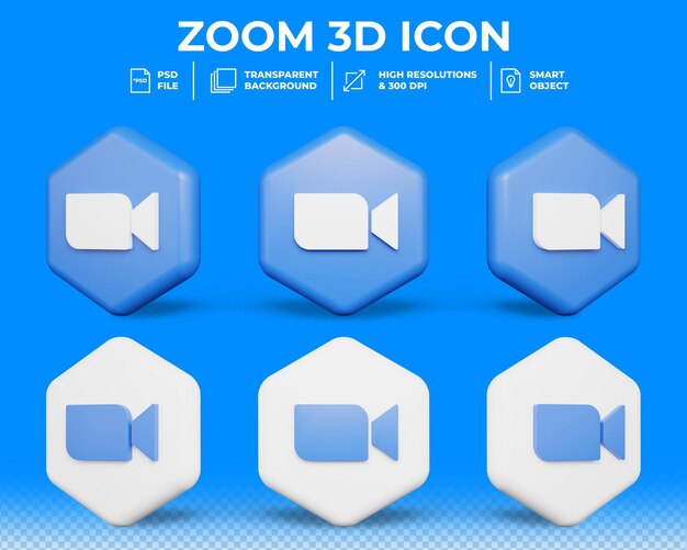 Zoom moderno icono 3D aislado de redes sociales