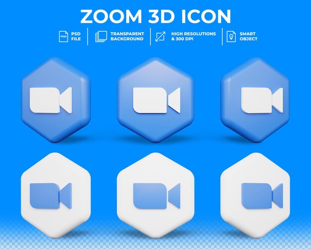 PSD zoom moderno icono 3d aislado de redes sociales