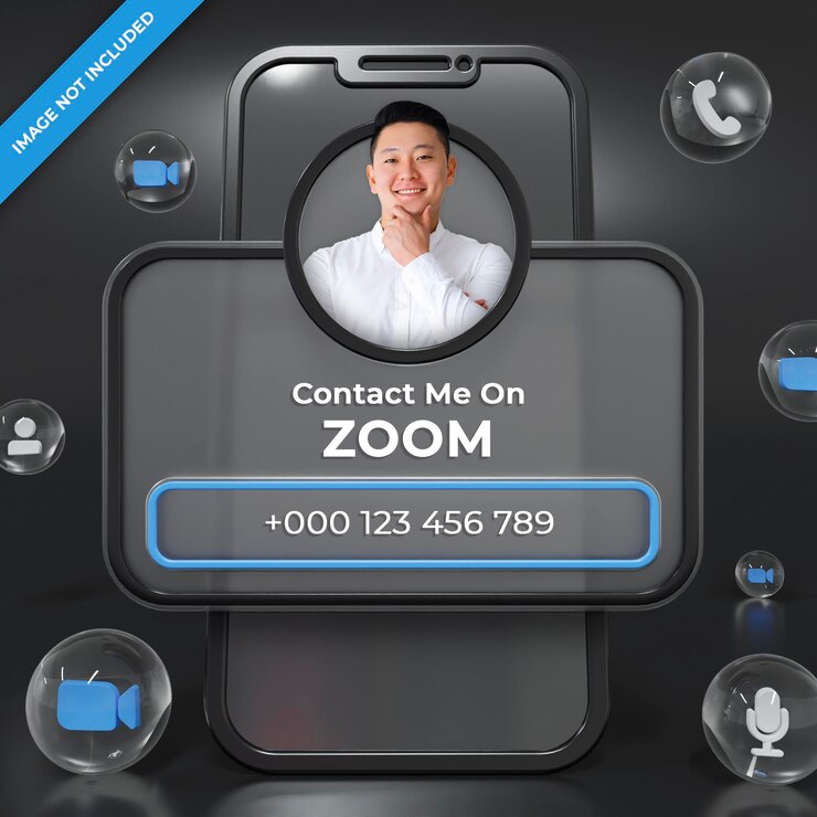 PSD zoom profile banner 3d render composition