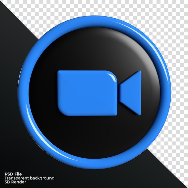 Zoom social media logo icono 3d render fondo transparente