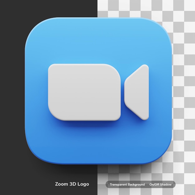 Zoom video llamada estilo de logotipo 3d en la esquina redonda icono cuadrado activo aislado