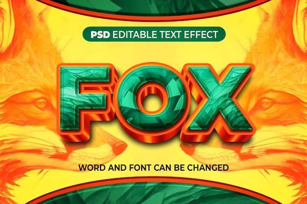 PSD zorro efecto de texto 3d psd