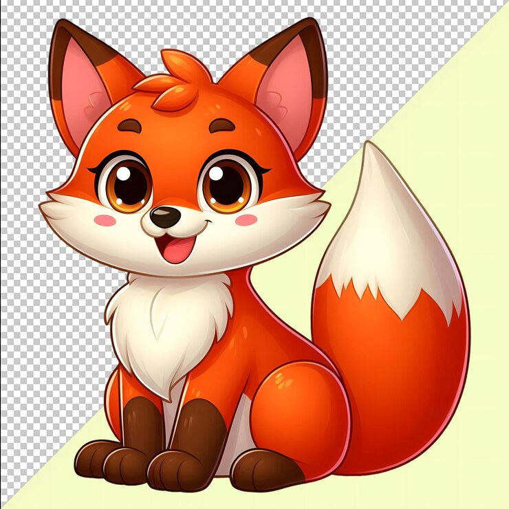 PSD el zorro está de pie dibujos animados bonitos color marrón zorro png psd maqueta de archivo fondo transparente gratuito
